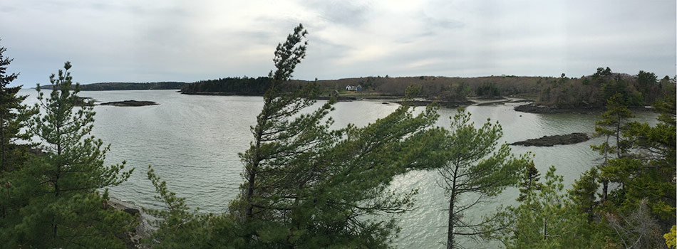 panorama from overlook at Tracy Shore