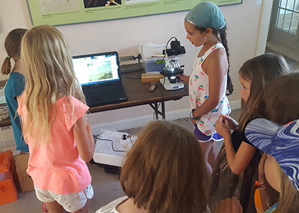 campers presenting results in the lab