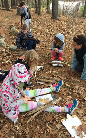 GSB 3rd graders learning math in the woods