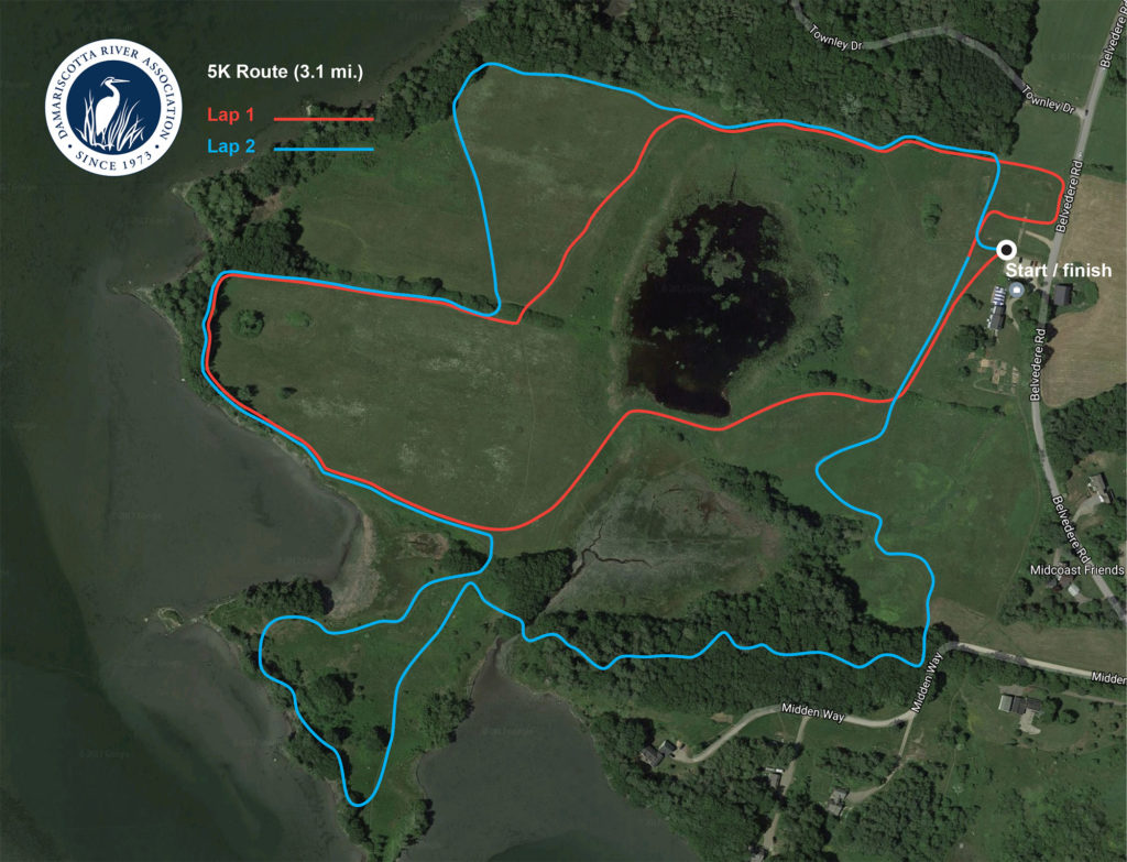 map of 5k course at Great Salt Bay Farm