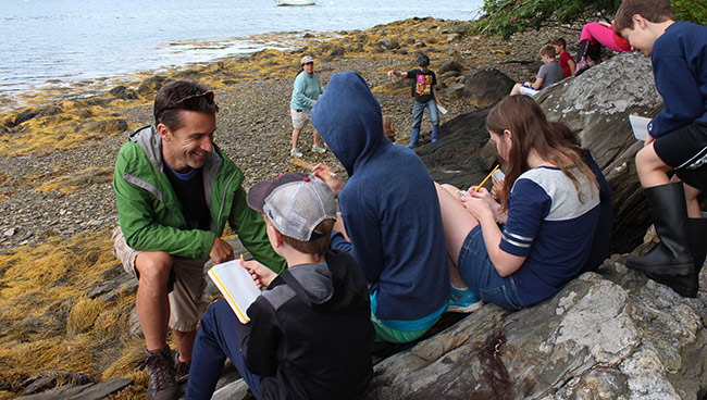 teacher and students on Witch Island
