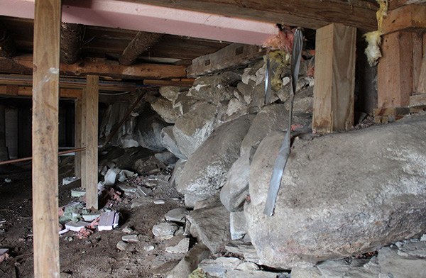 basement interior showing collapsing foundation