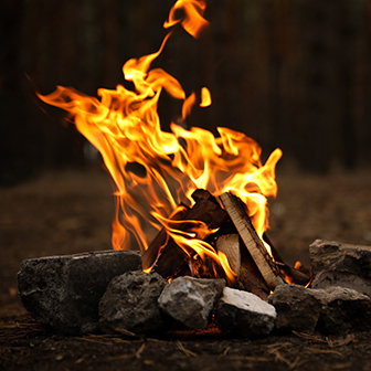 camp fire in a fire pit