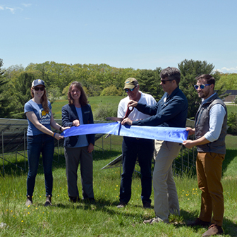 Cutting the ribbon for the solar array at Round Top Farm