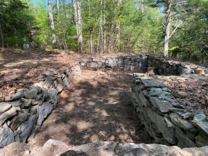 The remaining stone foundation after cabin removal